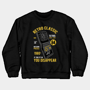 Tetris Brick Game,Retro Classic Game Society,Old Scool Gamer, Crewneck Sweatshirt